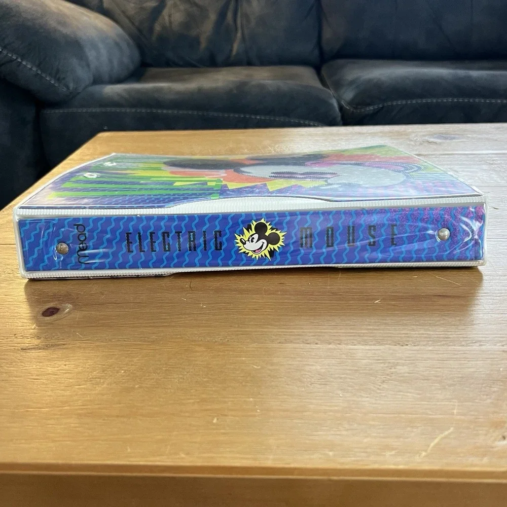 Vintage 90s‎ Disney Mickey Mouse Electric Neon Binder & Calendar Folder Inserts